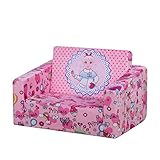 Kinder-Sofa-Stuhl, 2-in-1, aufklappbar, Schaumstoff, Schlafsofa für Kinder, ideales Geburtstagsgeschenk (Rosa)