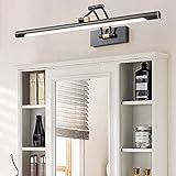 FWZJ LED Badezimmerspiegelleuchte Schwarz, Spin 180° Schminkspiegel im Badezimmerspiegel Weiß LED Wohnzimmer Wandleuchte Innen IP44 4000K Schminkspiegelleuchten,Schwarz,15W/75.5CM (Schw