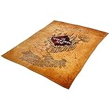 Elbenwald Harry Potter Flauschdecke mit Karte des Rumtreibers Motiv im XXL Format 180 x 220 cm beig