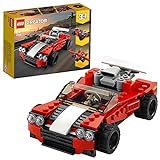 LEGO 31100 Creator 3-In-1 Sportwagen Spielzeug Set mit Spielzeugauto, Flugzeug und Hot Rod, Spielzeug aus Bausteinen, für Jungen und Mädchen ab 6 J