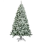 COSTWAY 180cm Künstlicher Weihnachtsbaum mit Schnee, Tannenbaum mit Metallständer, Christbaum 928 Spitzen PVC Nadeln, Kunstbaum Weihnachten Klappsystem ideal für Zuhause, Büro, Geschäfte und H