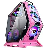 KEDIERS PC Gehäuse Gaming Tower Gehäuse 7 PCS RGB-Lüfter ATX Mid Tower- USB3.0 - Fernbedienung - 2 gehärtetes Glas - Kühlsystem - Luftstrom - Kabelmanag