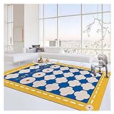 HRDMYP Luxus Teppich, Moderner Geometrischer Abstrakter Extra Großer Teppich, Weicher Rutschfester Waschbarer Teppich, für Wohnzimmer, Schlafzimmer Eingang Küche (Color : Yellow, Size : 47x63in)