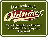 RAHMENLOS Original Blechschild zum 70. Geburtstag: Oldtimer, 70 Jahre gelaufen, Top