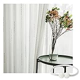 Wassertropfen in Leinenoptik Stores Gardinen Schals Transparent Gestreiftes Garn Voile Gardinen Halbtransparent Sheer Vorhang Mit Tunnelzug 2Er Set,w120xL140