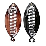 chiwanji 2X Bananen-Haarspange für langes Haar dünnes Haar (Schwarz, Braun) Vintage Haarschmuck