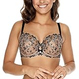 Gaia Dame BH Halbversteift Spitze Netz Träger Geblümt Sinnlich 1025 Cherry, Schwarz,90C
