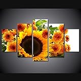 Leinwand Malerei Wandkunst Modulare Bilder Sonnenblume pflanzen 5-teilig modernes Gerahmtes Kunstwerk, HD Druck Poster Home Dek