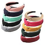 Haquno Haarreif, 10 Stück Haarreifen Damen, Vintage Haarband, Headband knoten Warp, Breit Retro Stirnband Haarreifen, Stoff Haarreif für Frauen Mädchen Lieferung