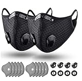HOT-FEELING Staubdichte Fahrradmaske mit Filter Schwarz 2 Stück + 10 PCS