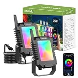 Novostella LED Strahler 25W Smart RGB Flutlicht, BLink Außenstrahler Fluter mit 16 Mio. Farbwechsel, IP66 Wasserdicht Flutlichtstrahler für Garten Party Aussen Hochzeit (2 Stück)
