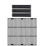 GasSaf Ersatzteil-Set für Chargriller 3001, 3008, 3030, 4000, 4208, 5050, 5252, King Griller 3008 5252, 3er-Pack Gusseisen-Grillrost + 3er-Pack Porzellan-Stahl-Heizp