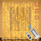 LED Lichtervorhang,3m x 2m 200 LEDS USB Lichterkettenvorhang,8 Modi mit Fernbedienung,Lichterkette für Schlafzimmer, innen außen Dekoration, Party Hochzeit Weihnachten Geburtstag G