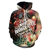 Weihnachts-Hoodies für Herren, 3D-Weihnachts-Rentier-Schneeflocken-Druck, Kapuzenpullover, Kordelzug, lässige Neuheit, grafische Sweatshirts, Grau2, XXXXL