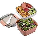 MINGJING Bento Box Kinder Lunchbox mit Fächern und Besteck Erwachsene Brotdose BPA-Freie 1500ML Brotzeitbox für Schule/Arbeit/Picknick Reisen Geeignet für Mikrowellen und Spülmaschinen (rose1)