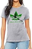 ALPHADAS Damen Fashion T-Shirts World's Dopest Witch Funny Weed Loves Shirt Rundhals Kurzarm Gr. Large, Grau - Sport Grey