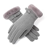 jingtinghy Handschuhe Frauen-Finger-Handschuhe Kälteschutz Starke warme Handschuhe Touch Screen Anti-Rutsch-Winter Outdoor Reiten (Color : Gray, Size : One Size)