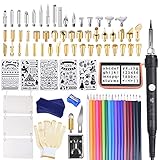 ETEPON 98PCS Brandmalerei Lötkolben Set, Professionelle Holzverbrennungswerkzeug mit Lötkolben, 60W Einstellbare Temperatur Löten Brandstift zum Prägen Schnitzen Lötspitzen【Neuste Version】