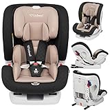 KIDWELL Autositz 0-36 kg | 0-12 Jahren | Gruppe 0+ / 1/2 / 3 | Kindersitz mit 5-Punkt-Gurtsystem & Isofix ECE R44/04 | verstellbare Kopfstütze und Rückenlehne | stabil & sicher | Schwarz-Beig