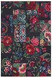 Nouristan Orientalischer Design Teppich Rose Kelim Patchwork Dolnar mit Fransen Farah (160 x 230 cm, 80% Baumwolle, 20% PE Chenille, Pflegeleicht, Fußbodenheizung geeignet), Rot Bunt, 160x230