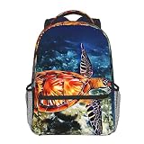 BYETWIK Schulrucksack Schultaschen Mädchen Jungen Teenager Rucksack, Turtle Water Digitale Meeresschildkröte Schultasche Schulrucksäcke Backpack für Damen Herren Geeig