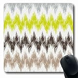 Jamron Mousepad OblongPattern Simple Zig Trendy Zag Zickzack Ornament Retro Textile 2 Abstrakte Texturen mit Flammen Tribal rutschfeste Gummimaus Pad Office Computer Laptop Spiele Mat.-N