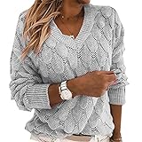 Frauen V-Ausschnitt Solide Strick Casual Pullover Weibliche Mode Herbst Winter Pullover Lose Lang