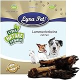 Lyra Pet® 5 x 10 STK. Lammunterbeine mit Fell Kausnack Kauartikel Hundefutter Leckerli Belohnung Hund Kauspaß