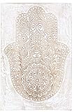 Orientalische Holz Ornament Wanddeko Hand der Fatima 60cm gross XL | Orientalisches Wandbild Wanpannel in Schwarz als Wanddekoration | Vintage Triptychon als Dekoration im Schlafzimmer oder W