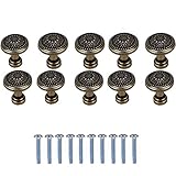 10 Stück Antike Bronze Blume Runde Griff Küchenschrank Schranktür Schublade Ziehen Knopf Mit Schrauben 25x23