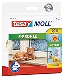 tesamoll E-Profil Gummidichtung - Selbstklebende Dichtung zum Isolieren von Spalten an Fenstern und Türen - Weiß - 6 m x 9 mm x 4