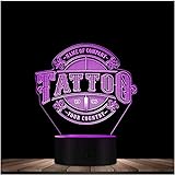 3D optische Täuschung Licht Salon Name Custom Tattoo Artwork 7 Farben Touch optische Täuschung Tischlampe Dek