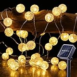 Solar Lichterkette Aussen, BrizLabs 50 LED Knistern Kristall Kugeln Warmweiß Außenlichterkette 7m 8 Modi IP65 Wasserdicht Beleuchtung für Garten, Bäume, Terrasse, Weihnachten, Hochzeiten, Party