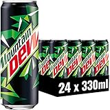 Mountain Dew Regular, Koffeinhaltige Limonade mit Lemon-Lime-Geschmack, das Kultgetränk aus den USA, EINWEG Dose (24 x 330 ml)