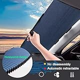 Sonnenschutz Auto,Doppelschicht Frontscheibe Faltbare Sonnenblende, Automatische Einziehbare Auto Windschutzscheibe Visor, Sun Shades Rollos für Auto Frontscheibe und Heckscheib