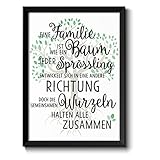 Familie ist wie ein Baum Bild im Holz-Rahmen A4 Geschenke Geschenkideen für die Familie zum Geburtstag