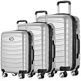Andreas Dell REISEKOFFER REISEKOFFERSET 3 Set Trolley Koffer Farbe Silber TSA Schloß XL L M Kofferset REISEKOFFER …