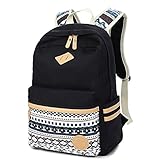 Canvas Schulrucksäcke Segeltuch Rucksack Teenager Schultasche für Jungen Mädchen, Fresion Casual Daypacks Schulranzen für 14 Zoll Laptop (Schwarz)