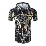 JinFZ Hoodie Herren Atmungsaktiv Slim Fit Herren Kurzarm Sommer Mode Einzigartig Druck Herren Tshirt Sport Casual Neue Herren Sportshirt C-Black M