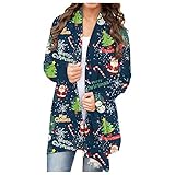 MOKBAY Damen Weihnachts Strickjacke Mantel Strickjacke Pullover Damen Locker Offene Front Langarm Pullover Mantel Freizeitjacke Hoodie Mädchen Teenager Pullover Damen Kap