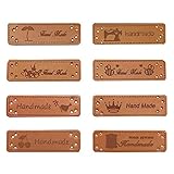 Juland 40PCS PU Label Leder Etiketten PU-Lederetikett Kleidung Hand Made Label Handgemachte geprägte Marke mit Löchern Verschönerung Stricken für Jeans Taschen Schuhe Hut - 1,5 x 5