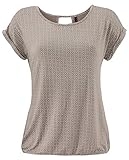 Fleasee Damen T-Shirt Rundhals Kurzarmshirt mit Allover Druck Sommer Bluse Casual Top, Hellbraun, XL