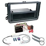 Carmedio VW Polo 6R 09-14 1-DIN Autoradio Einbauset in original Plug&Play Qualität mit Antennenadapter Radioanschlusskabel Zubehör und Radioblende Einbaurahmen schw