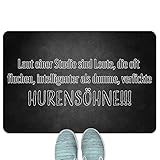 JUNIWORDS Fußmatte, Laut Einer Studie sind Leute, die oft fluchen, intelligenter als dumme, verfickte Hurensöhne!, 60 x 40 cm,