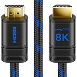 deleyCON 3,0m 8K UHD-II HDMI 2.1 Nylon Kabel 4320p 2160p 8K@60Hz 4K@120Hz 7680x4320p Metallstecker Dolby DTS HDR eARC CEC HDTV E