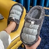 YIXIN2013SHOP Baumwolle Hausschuhe Damen Indoor Haus Plüsch Weiche Süße Baumwolle Hausschuhe Schuhe Boden Home Slippers Frauen Slides für Schlafzimmer Frau Slippers (Farbe: Grau, Größe: 44-45)