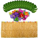baotongle Hawaii Luau Tischröcke mit Künstliche Palmenblätter Tropischen Blumen Garten Strand Sommer Tiki Party Dek