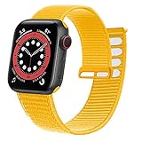 Lobnhot Nylon Armband kompatibel mit Apple Watch Armband 40mm 38mm 41mm, Verstellbares Sport Armband kompatibel für iWatch Series 7 SE 6 5 4 3 2 1 (38/40/41mm-Gelb)