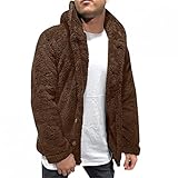 NHNKB Fleecejacke Herren Teddyjacke Herbst Winter Jacke Übergangsjacke Warm Plüsch Teddymantel Oberbekleidung Kunstpelzjacke Wintermantel Zip Hoodie Teddy Jacke Winterjack