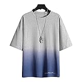 T-Shirt Herren Sommer Trend Mode Gradient Oversized Herren Kurzarm Modern Urban Basic Rundhals Herren Shirt Täglich Casual All-Match Herren F